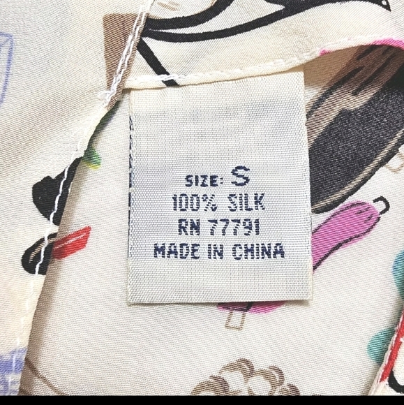 Edward 100% Silk Novelty Girly Fashion Shopping Summer Vacation Print Small Top - Picture 11 of 11